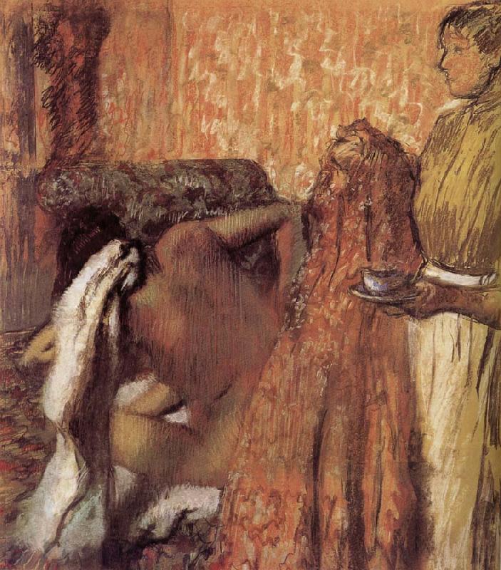 Edgar Degas breakfast after the bath oil painting image